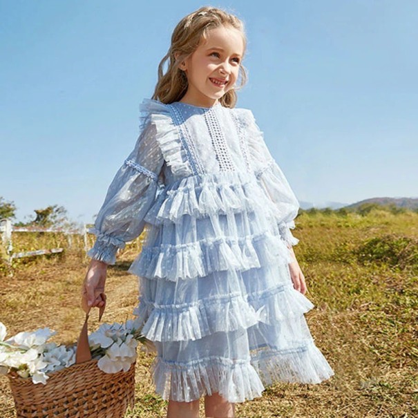 Mädchenkleid N146 hellblau 16