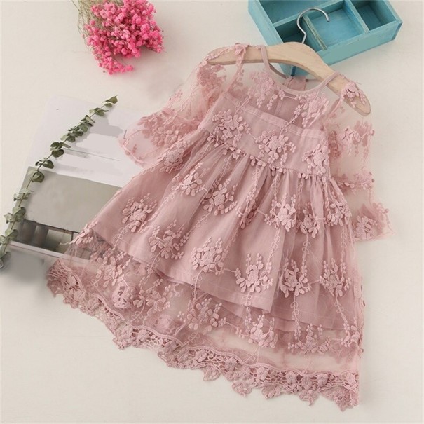 Mädchenkleid N189 rosa 3