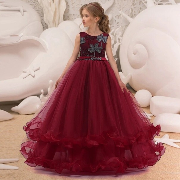 Mädchenkleid N207 dunkelrot 12