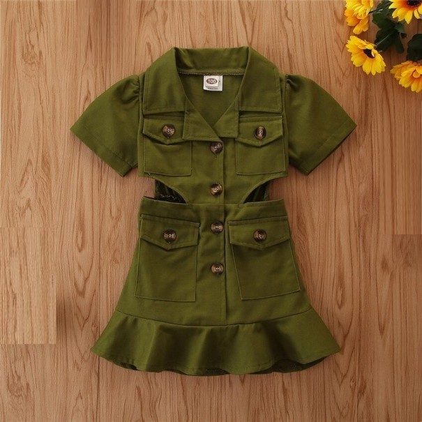 Mädchenkleid N234 armeegrün 3