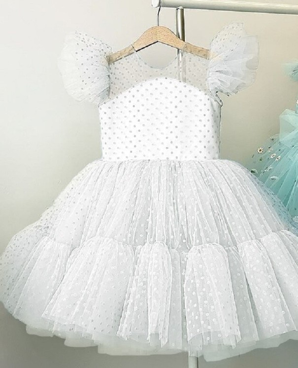 Mädchenkleid N236 weiß 8