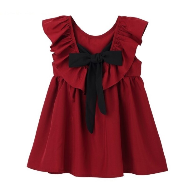 Mädchenkleid N295 burgunderrot 5