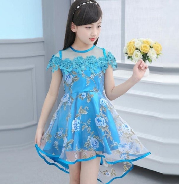 Mädchenkleid N308 blau 8