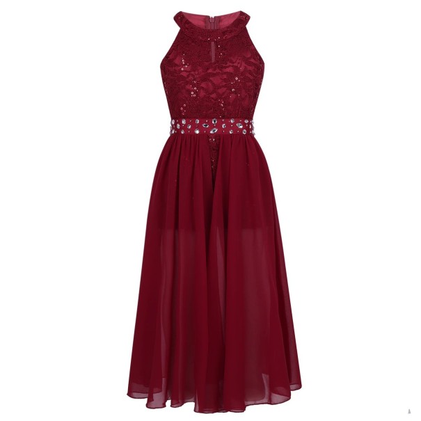 Mädchenkleid N324 burgunderrot 10