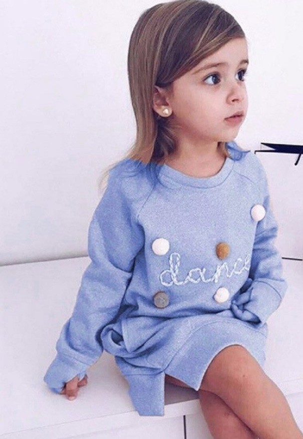 Mädchenkleid N373 hellblau 6