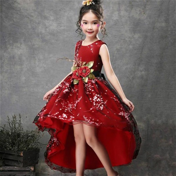 Mädchenkleid N392 dunkelrot 8