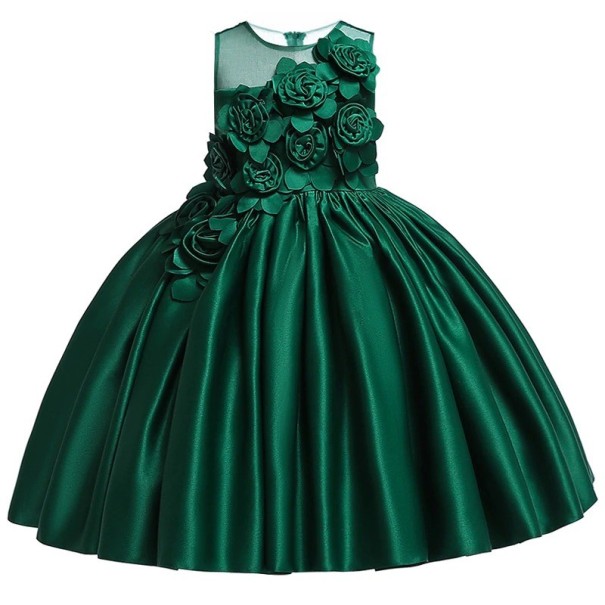 Mädchenkleid N513 dunkelgrün 10