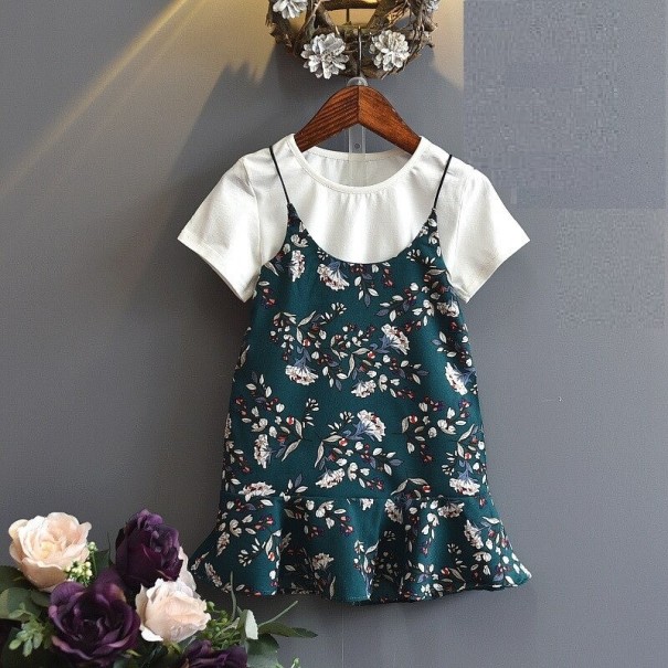 Mädchenkleid und T-Shirt N100 dunkelgrün 2