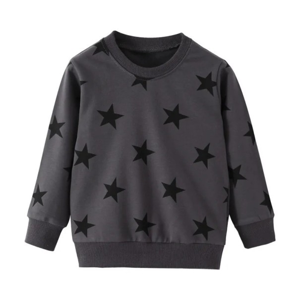 Mädchenpullover mit Sternchenprint und rundem Halsausschnitt zum Überziehen mit langen Ärmeln und Bündchenabschlüssen dunkelgrau 2