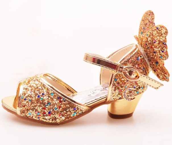 Mädchensandalen mit Absatz golden 30