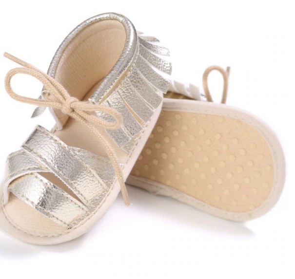 Mädchensandalen mit Fransen golden 12-18 Monate