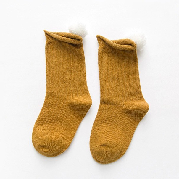 Mädchensocken mit Bommel dunkelgelb 1-3 Jahre