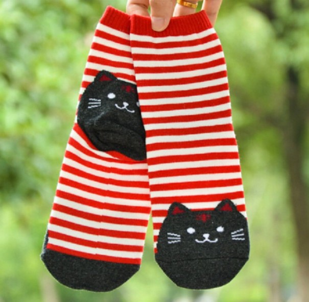 Mädchensocken mit Katzen rot