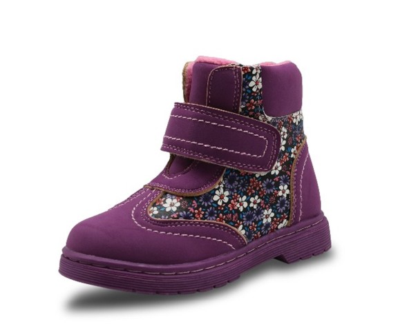 Mädchenstiefeletten mit Blumen lila 21