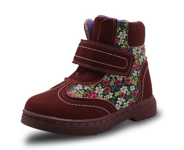 Mädchenstiefeletten mit Blumen weinrot 26