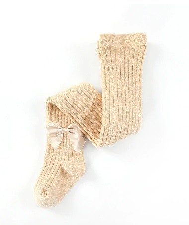 Mädchenstrumpfhose mit Schleife beige 1-2 Jahre
