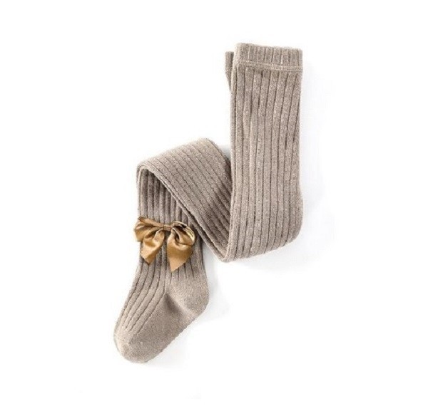 Mädchenstrumpfhose mit Schleife khaki 2-4 Jahre