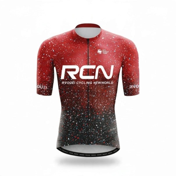 Maglia da ciclismo da uomo con maniche corte e zip a tutta lunghezza rosso S