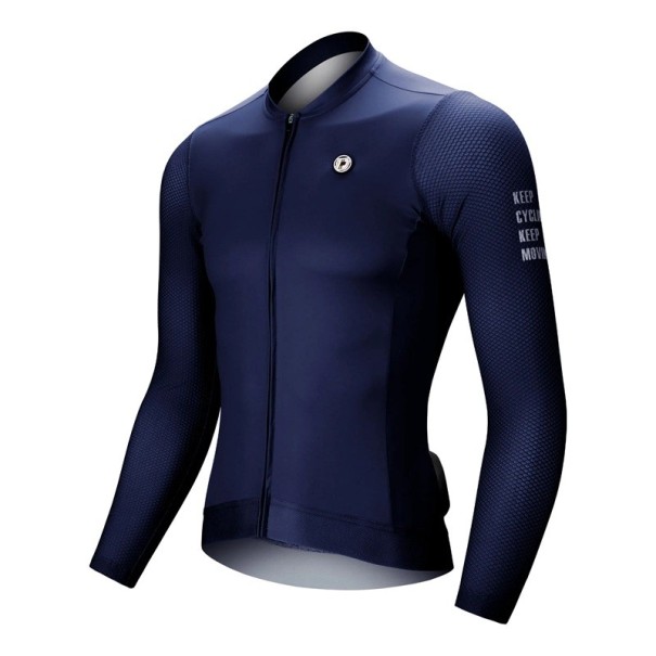 Maglia sportiva da ciclismo con maniche lunghe e zip adatta per ciclismo, sport e attività all'aperto unisex blu scuro L