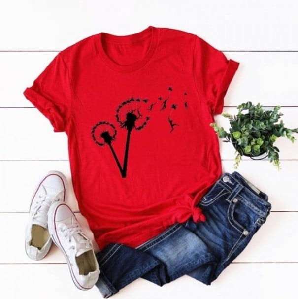 Maglietta da donna con soffione rosso 4XL