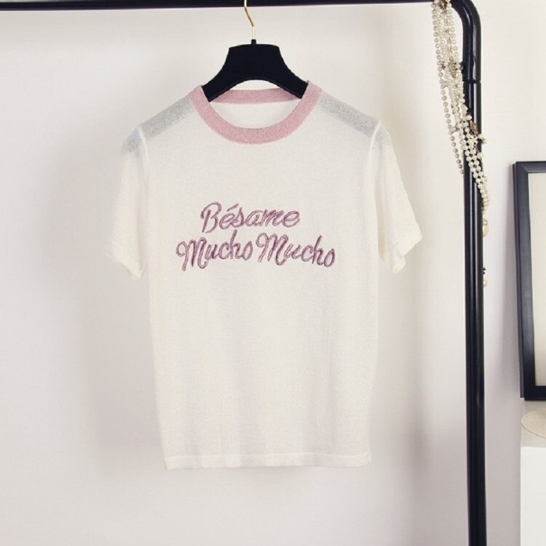 Maglietta da donna con stampa A1086 bianco