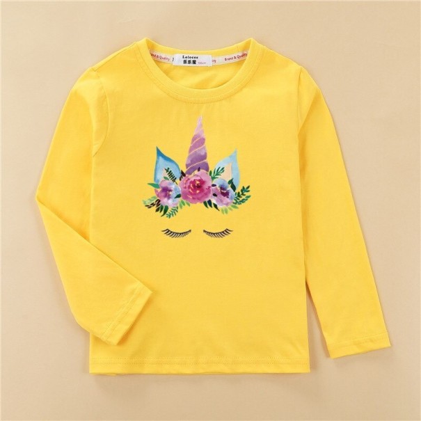Maglietta da ragazza con maniche lunghe A3149 giallo 10