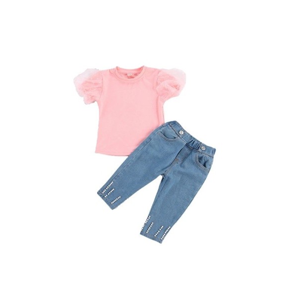 Maglietta e jeans da ragazza L1443 2