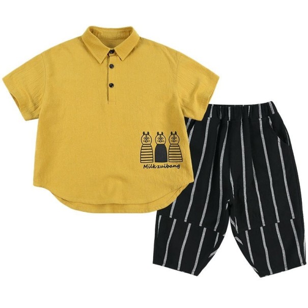 Maglietta e pantaloni corti da bambino L1605 giallo scuro 8
