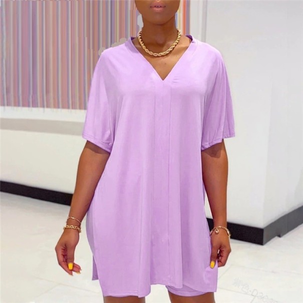 Maglietta e pantaloni corti da donna B940 viola chiaro XXL