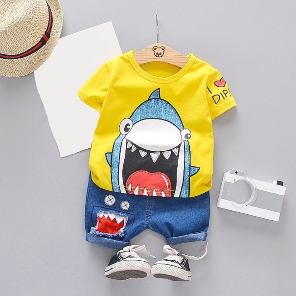 Maglietta e pantaloni corti per bambini L1105 giallo 9-12 mesi