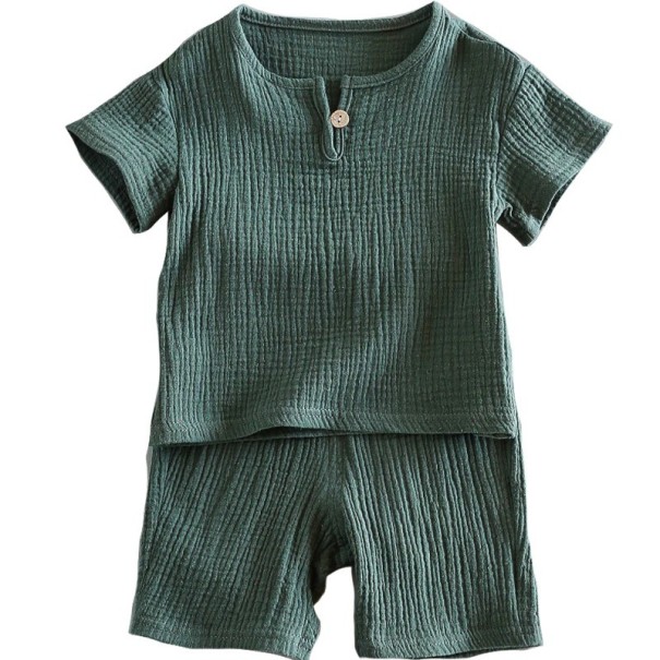 Maglietta e pantaloni corti per bambini L1184 verde scuro 5
