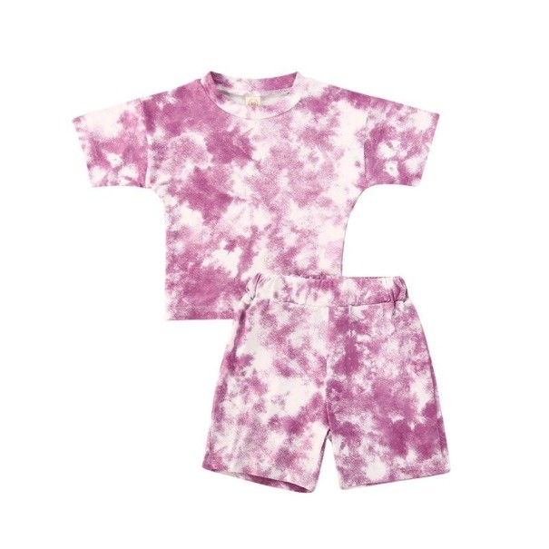 Maglietta e pantaloni corti per bambini L1221 viola 4