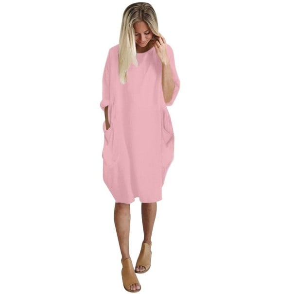Maglietta lunga oversize da donna rosa XXL
