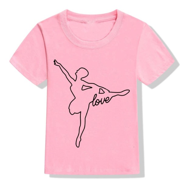 Maglietta per ragazze con ballerina rosa 12 B