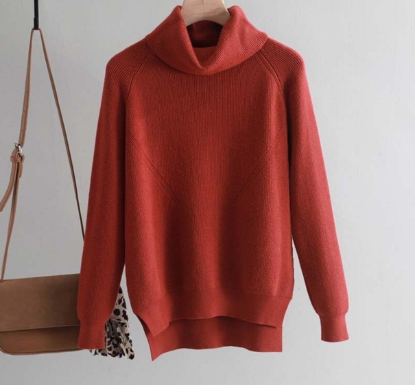Maglione a collo alto A2964 rosso mattone
