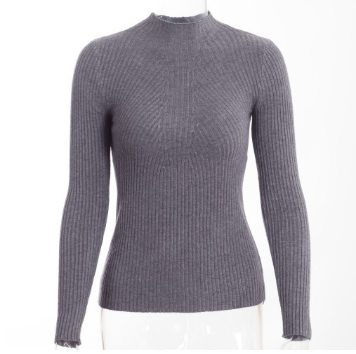 Maglione a collo alto da donna - Grigio chiaro 1