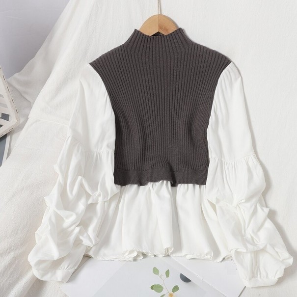 Maglione combinato da donna G346 grigio scuro