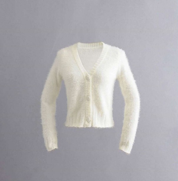 Maglione corto da donna A2193 bianco M