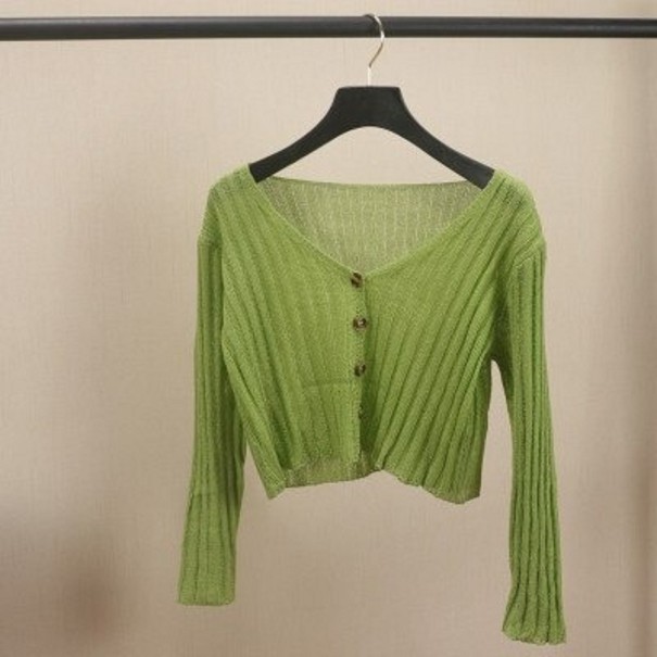 Maglione corto da donna A2325 verde