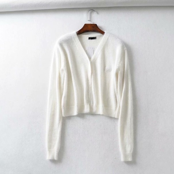 Maglione corto da donna con bottoni A2986 bianco M