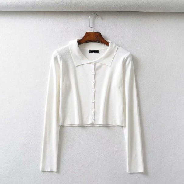 Maglione corto da donna con colletto bianco M