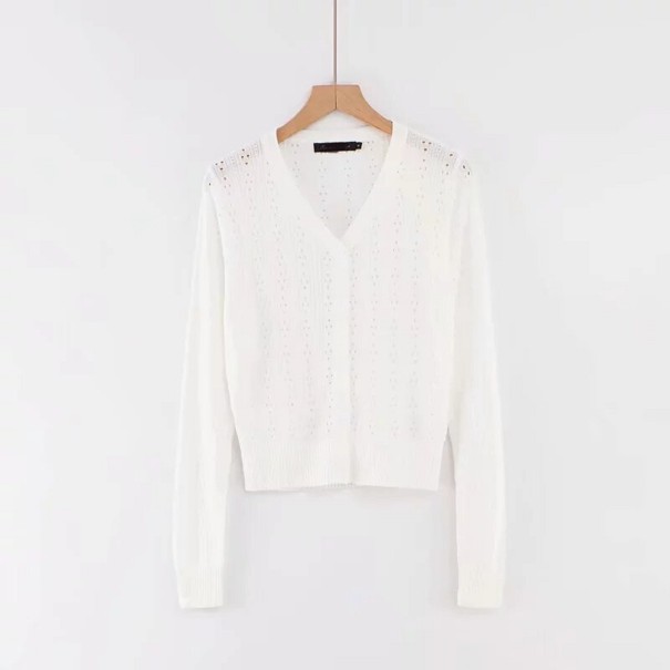 Maglione corto lavorato a maglia da donna G223 bianco S