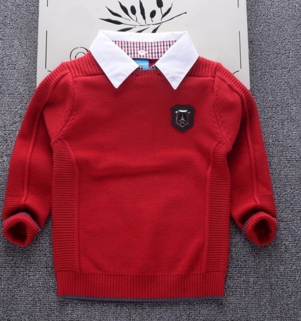 Maglione da bambino L972 rosso scuro 7