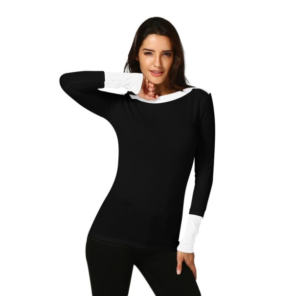 Maglione da donna bicolore nero L