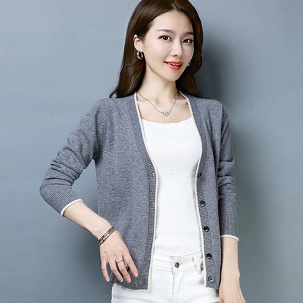 Maglione da donna con bottoni A2182 grigio M