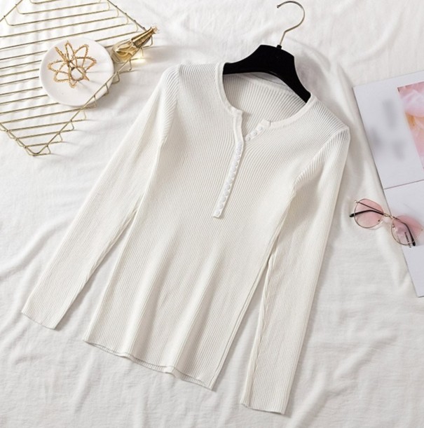 Maglione da donna con bottoni G236 bianco