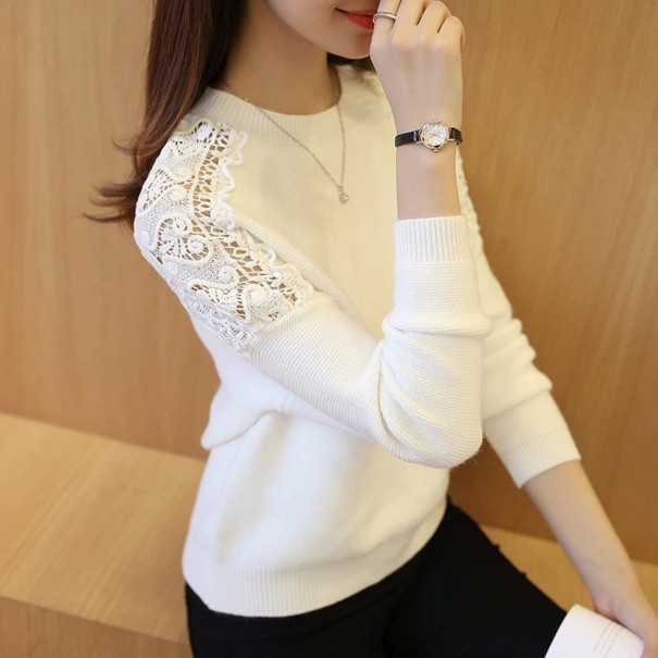 Maglione da Donna con Pizzo G419 bianco