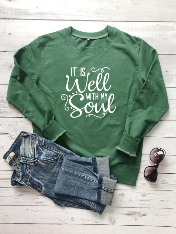 Maglione da donna con scritta verde M