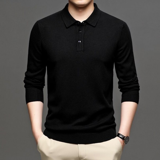 Maglione da uomo con colletto F244 nero XS