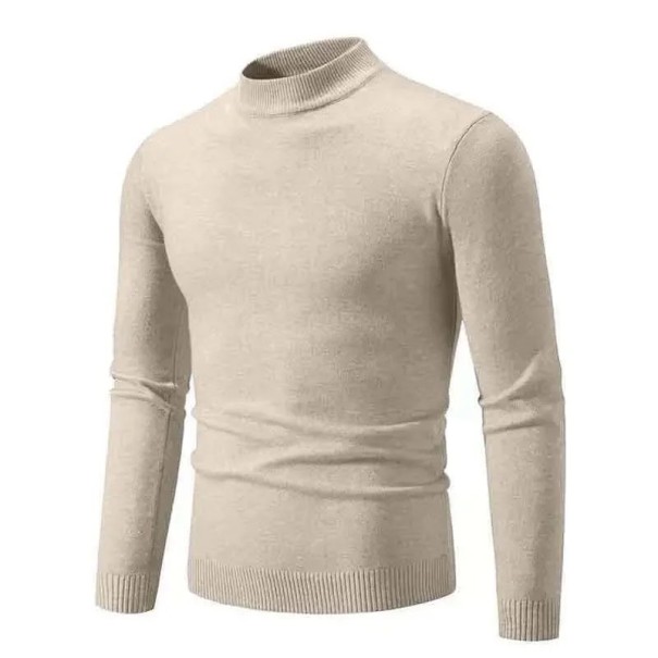 Maglione da uomo con collo alto Maglione lavorato a maglia monocolore con scollo a O Maniche lunghe Maglione elegante per l'inverno e l'autunno Poliestere Vari colori beige XS